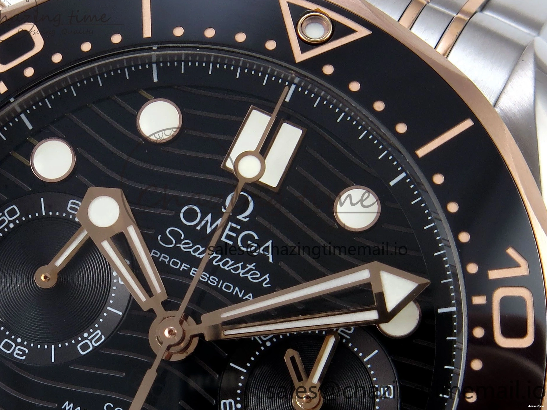 0111 Seamaster 300m Chrono SS YG OMF 1:1 Best Edition Blue Dial on SS YG Bracelet A Popular 7685